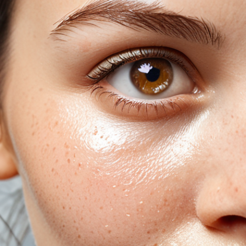 **Image:** A close-up of a woman's face with a healthy, glowing complexion. Focus on the skin's texture – smooth, hydrated, and balanced. Subtle details like fewer blemishes and reduced redness. Soft, natural lighting to emphasize the skin's radiance. Maybe include a bottle of facial oil with the word "Probiotics" subtly visible on the label.